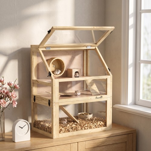 Pawhut wooden hamster cage - pawhut,