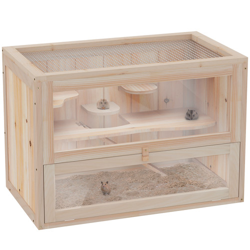 Pawhut wooden hamster cage - wooden,
