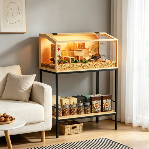 Wooden hamster cage with - cage,